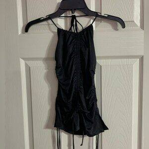 VTG Y2K black ruched halter top - small